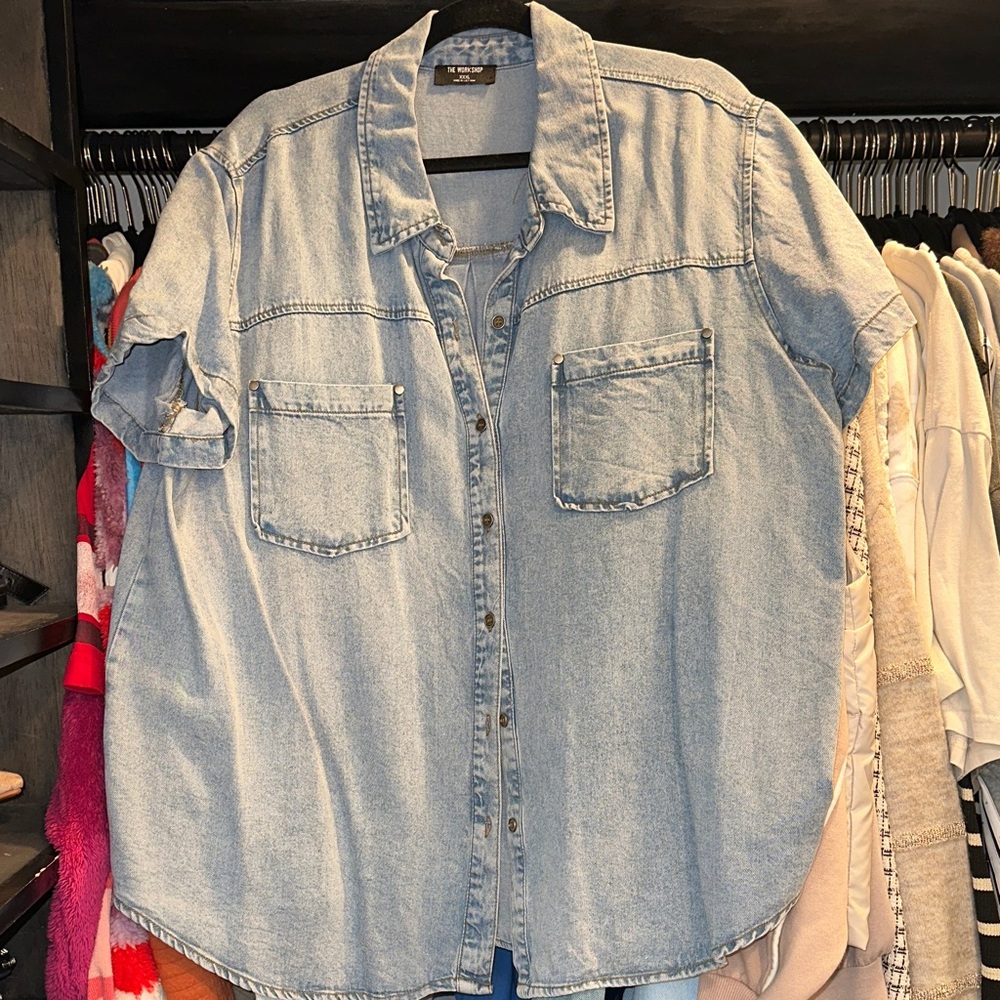 Women's Light Blue Button Down Shirt